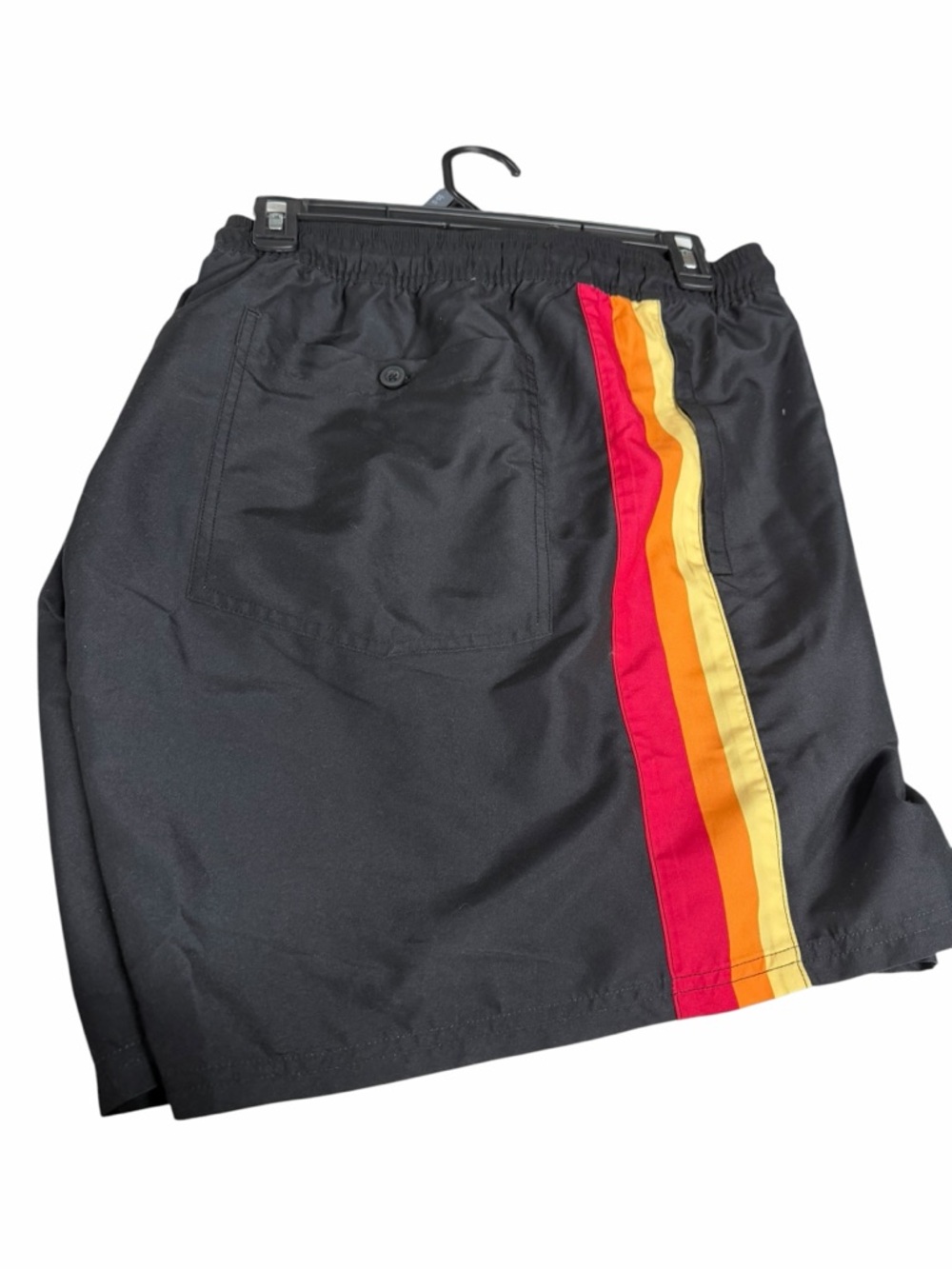 Black Men's Swim Shorts with Red, Orange & Yellow Stripe Brand new with tags